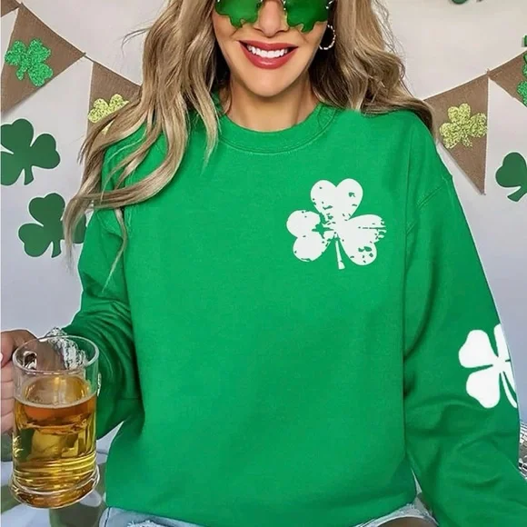 NWT Green Shamrock Sweatshirt - Picture 4 of 6